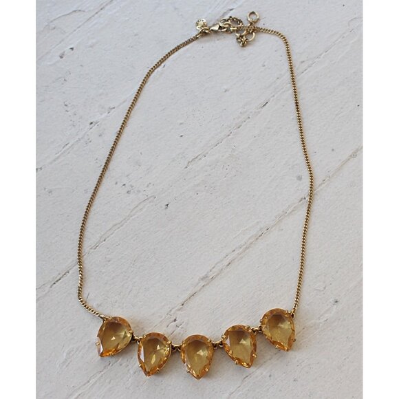 J Crew - Signed Costume Jewelry - Teardrop Topaz Statement Necklace, 5 Stones - Picture 2 of 7